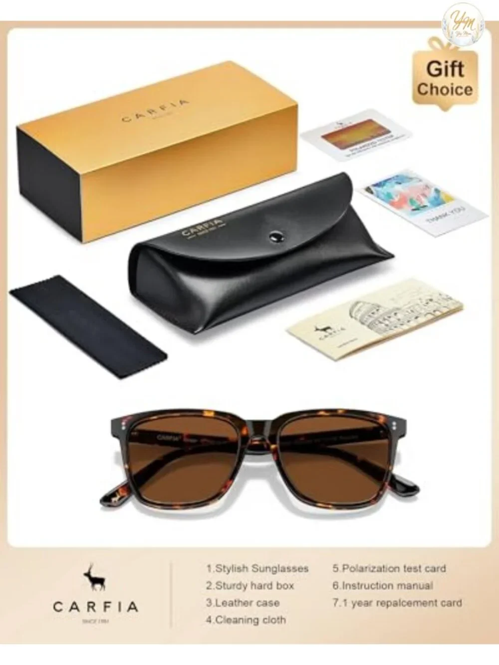 Acetate Polarized Sunglasses for Women UV400 Handcrafted with Leather Case